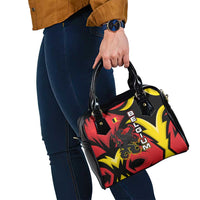 Belgium Shoulder Handbag with Black Red Lion Crest Flag Flame Spirit