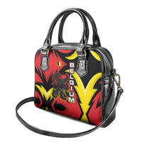 Belgium Shoulder Handbag with Black Red Lion Crest Flag Flame Spirit