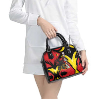 Belgium Shoulder Handbag with Black Red Lion Crest Flag Flame Spirit