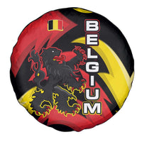 Belgium Spare Tire Cover with Black Red Lion Crest Flag Flame Spirit