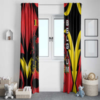 Belgium Window Curtain with Black Red Lion Crest Flag Flame Spirit