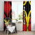 Belgium Window Curtain with Black Red Lion Crest Flag Flame Spirit