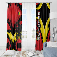 Belgium Window Curtain with Black Red Lion Crest Flag Flame Spirit