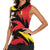 Belgium Women Sleeveless Polo Shirt with Black Red Lion Crest Flag Flame Spirit