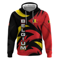 Belgium Zip Hoodie with Black Red Lion Crest Flag Flame Spirit