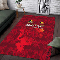Belgium Area Rug with Football Red Map Crest Rose Spirit