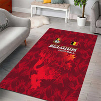 Belgium Area Rug with Football Red Map Crest Rose Spirit