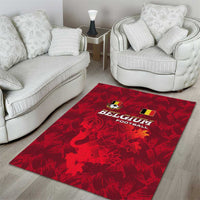 Belgium Area Rug with Football Red Map Crest Rose Spirit