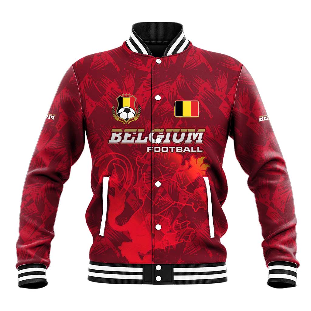 Belgium Baseball Jacket with Football Red Map Crest Rose Spirit