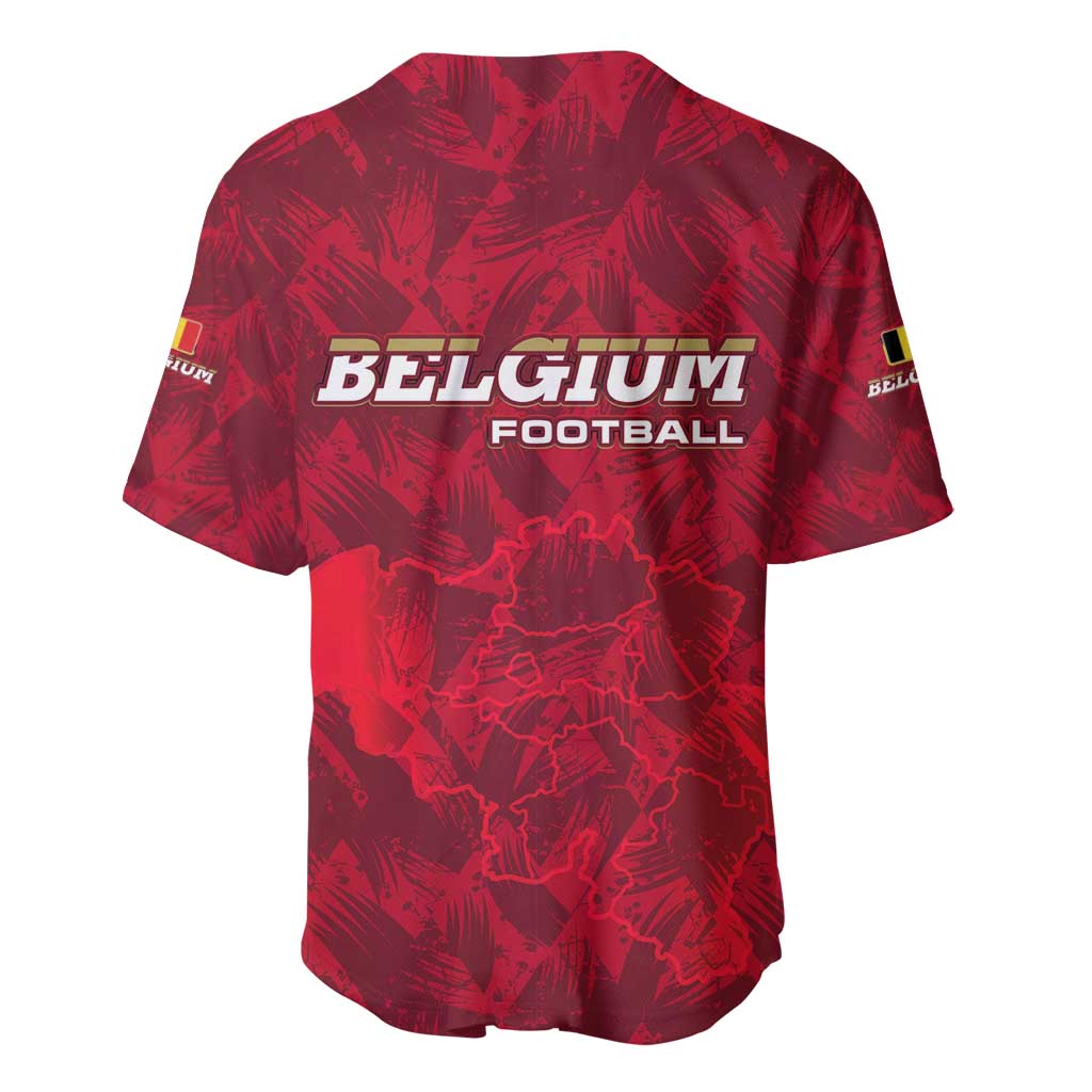 Belgium Baseball Jersey with Football Red Map Crest Rose Spirit