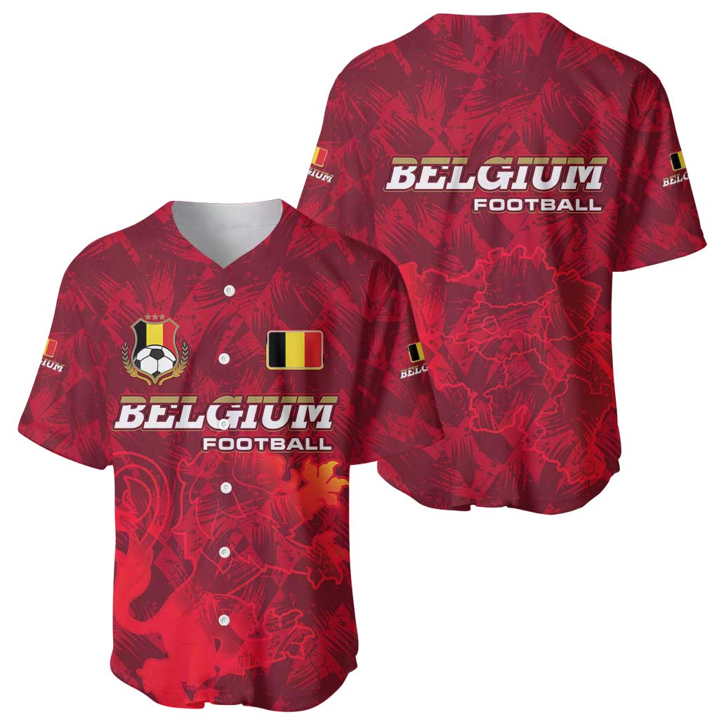 Belgium Baseball Jersey with Football Red Map Crest Rose Spirit