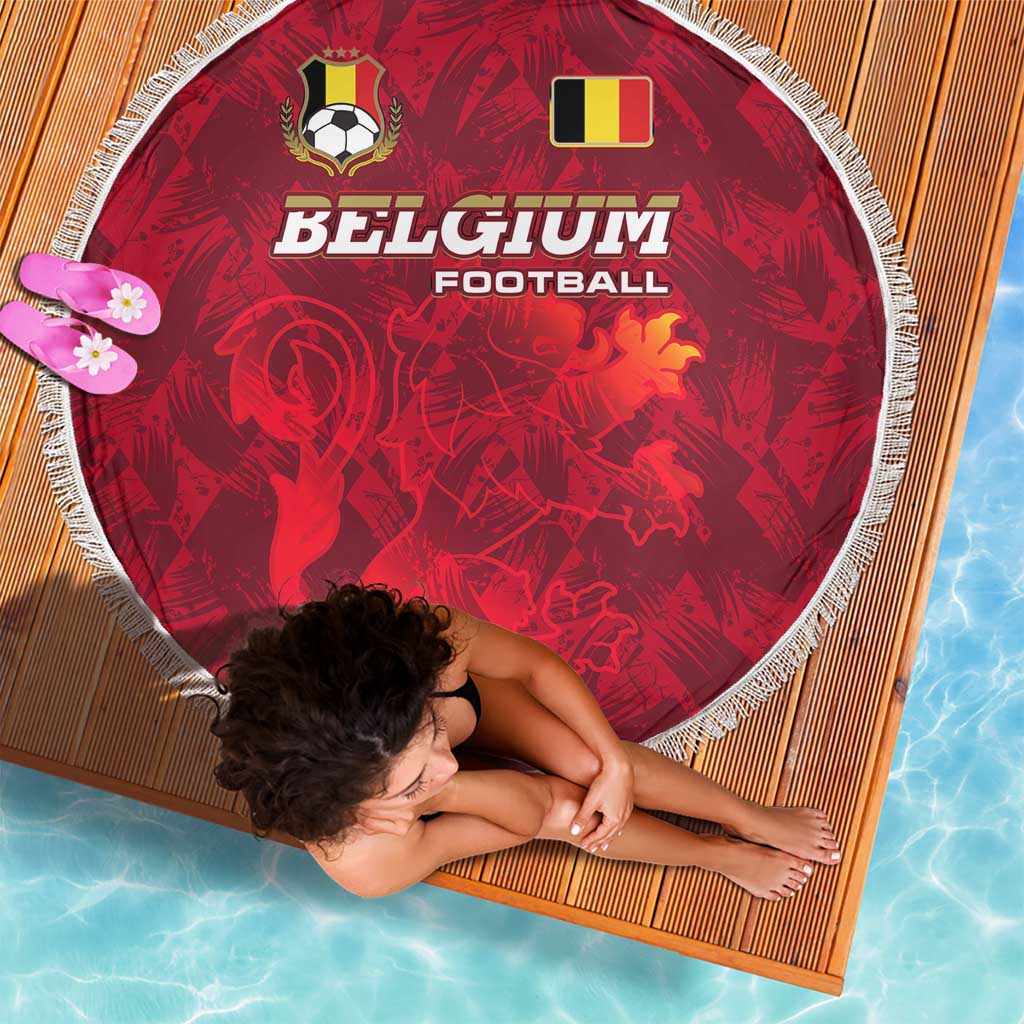 Belgium Beach Blanket with Football Red Map Crest Rose Spirit