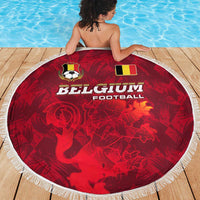 Belgium Beach Blanket with Football Red Map Crest Rose Spirit