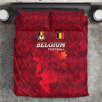 Belgium Bedding Set with Football Red Map Crest Rose Spirit