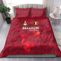 Belgium Bedding Set with Football Red Map Crest Rose Spirit