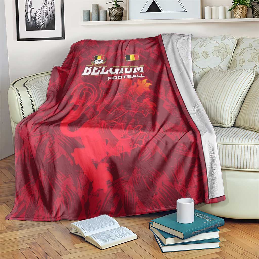 Belgium Blanket with Football Red Map Crest Rose Spirit
