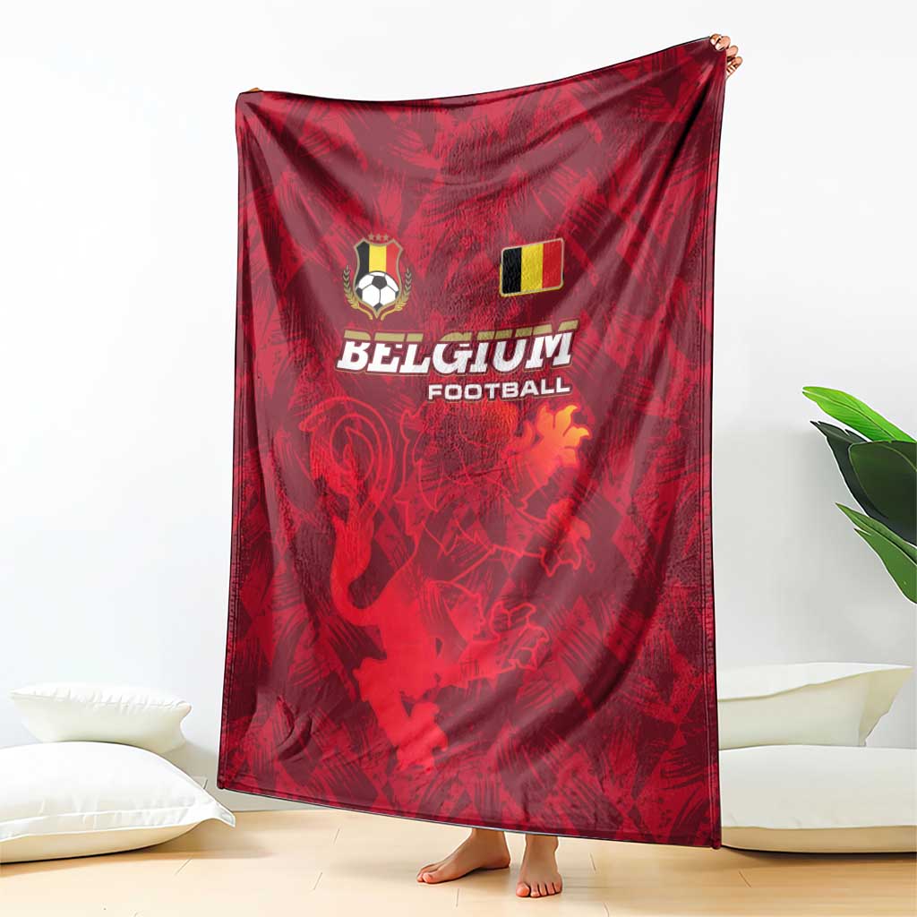 Belgium Blanket with Football Red Map Crest Rose Spirit