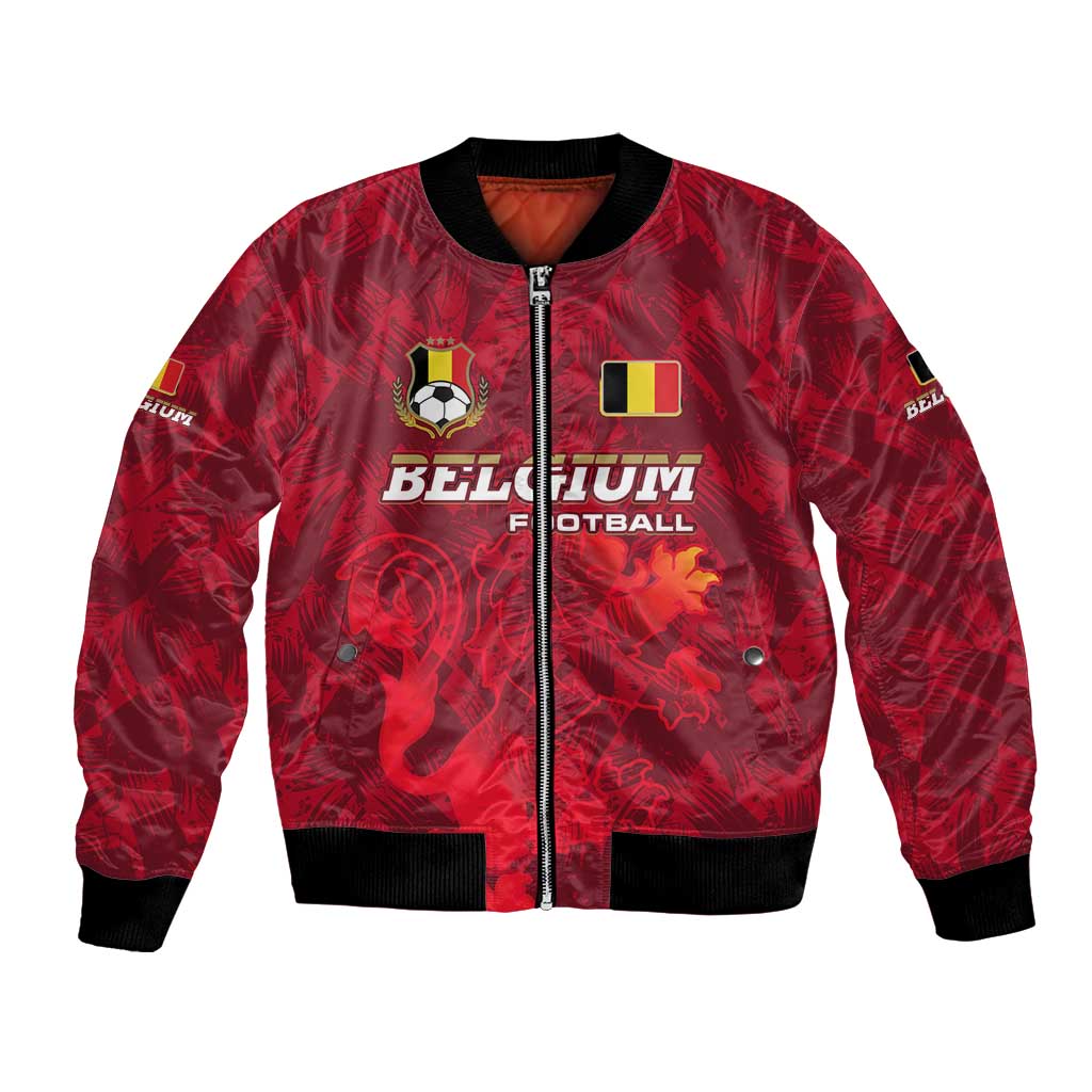 Belgium Bomber Jacket with Football Red Map Crest Rose Spirit
