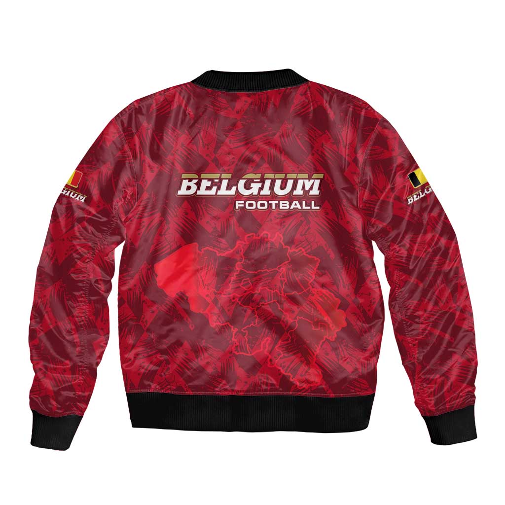 Belgium Bomber Jacket with Football Red Map Crest Rose Spirit