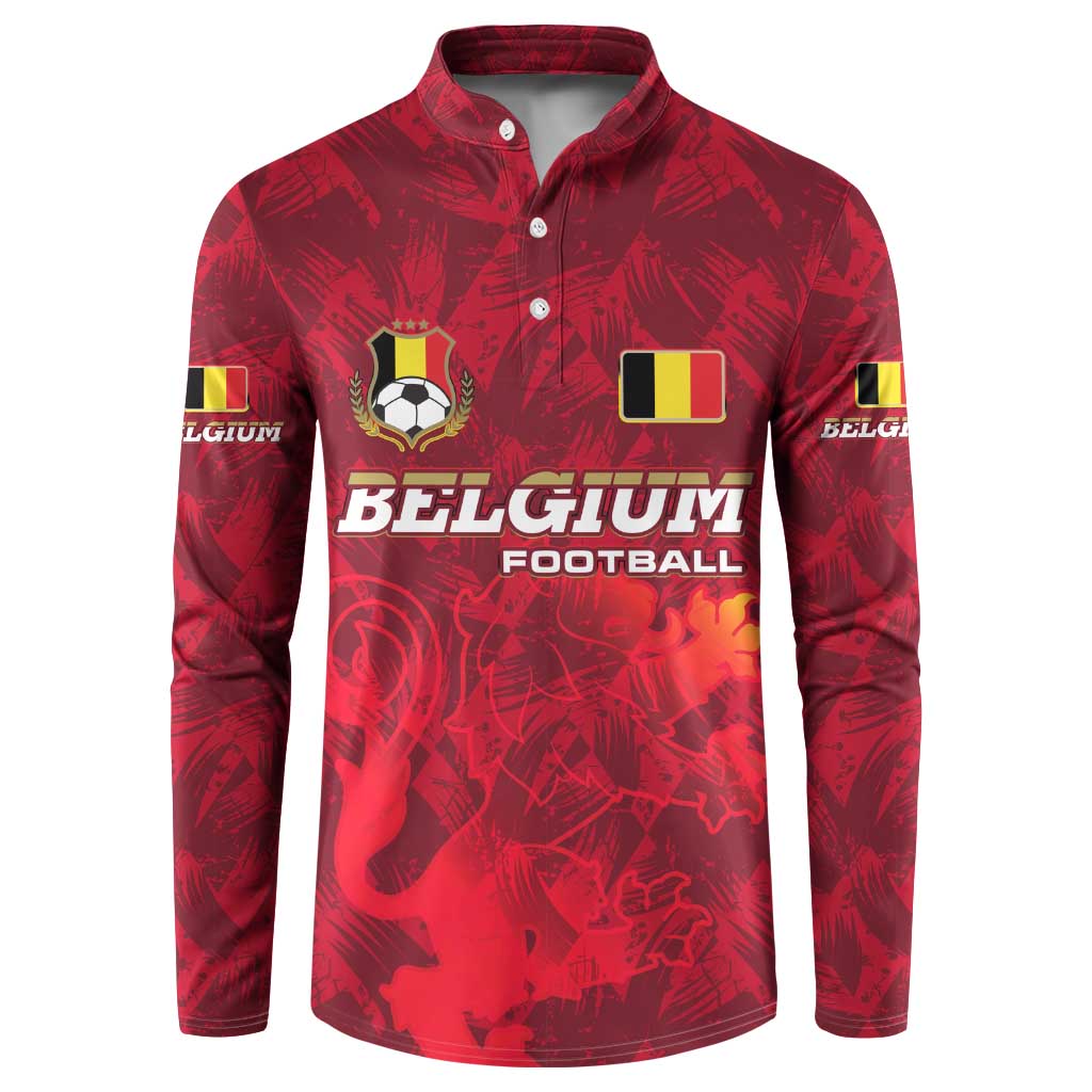 Belgium Button Sweatshirt with Football Red Map Crest Rose Spirit