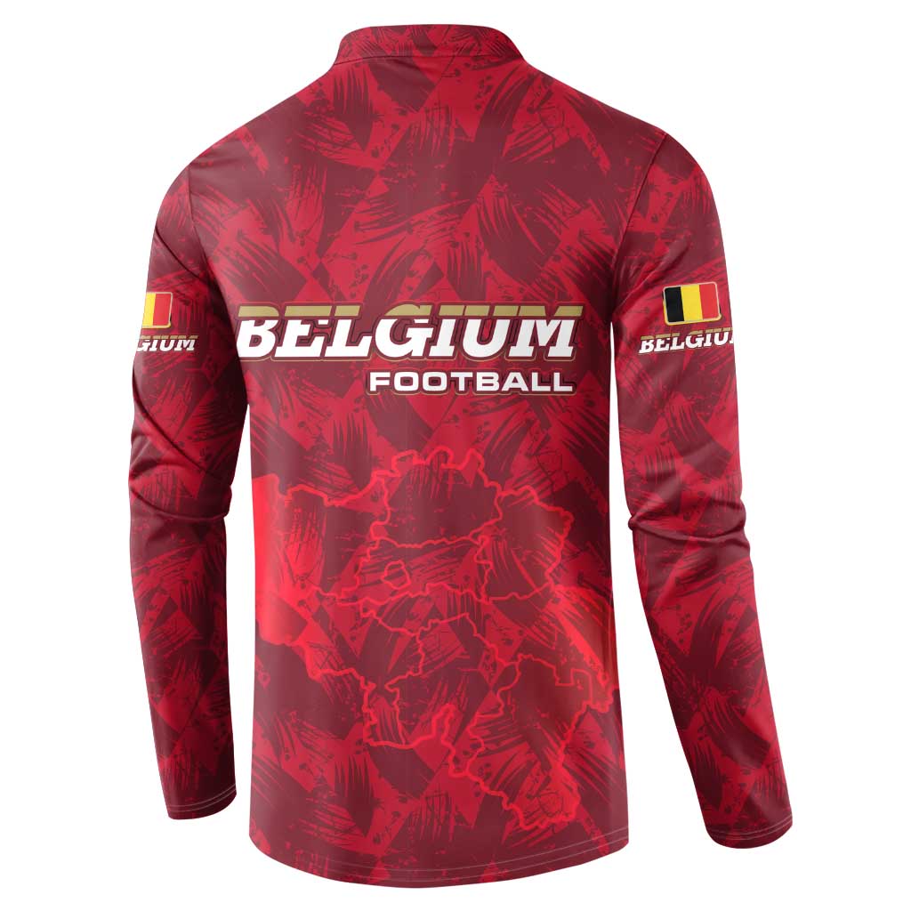 Belgium Button Sweatshirt with Football Red Map Crest Rose Spirit