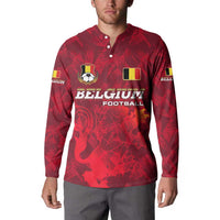 Belgium Button Sweatshirt with Football Red Map Crest Rose Spirit
