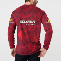 Belgium Button Sweatshirt with Football Red Map Crest Rose Spirit