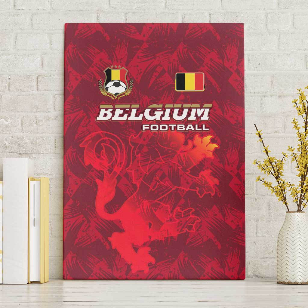Belgium Canvas Wall Art with Football Red Map Crest Rose Spirit