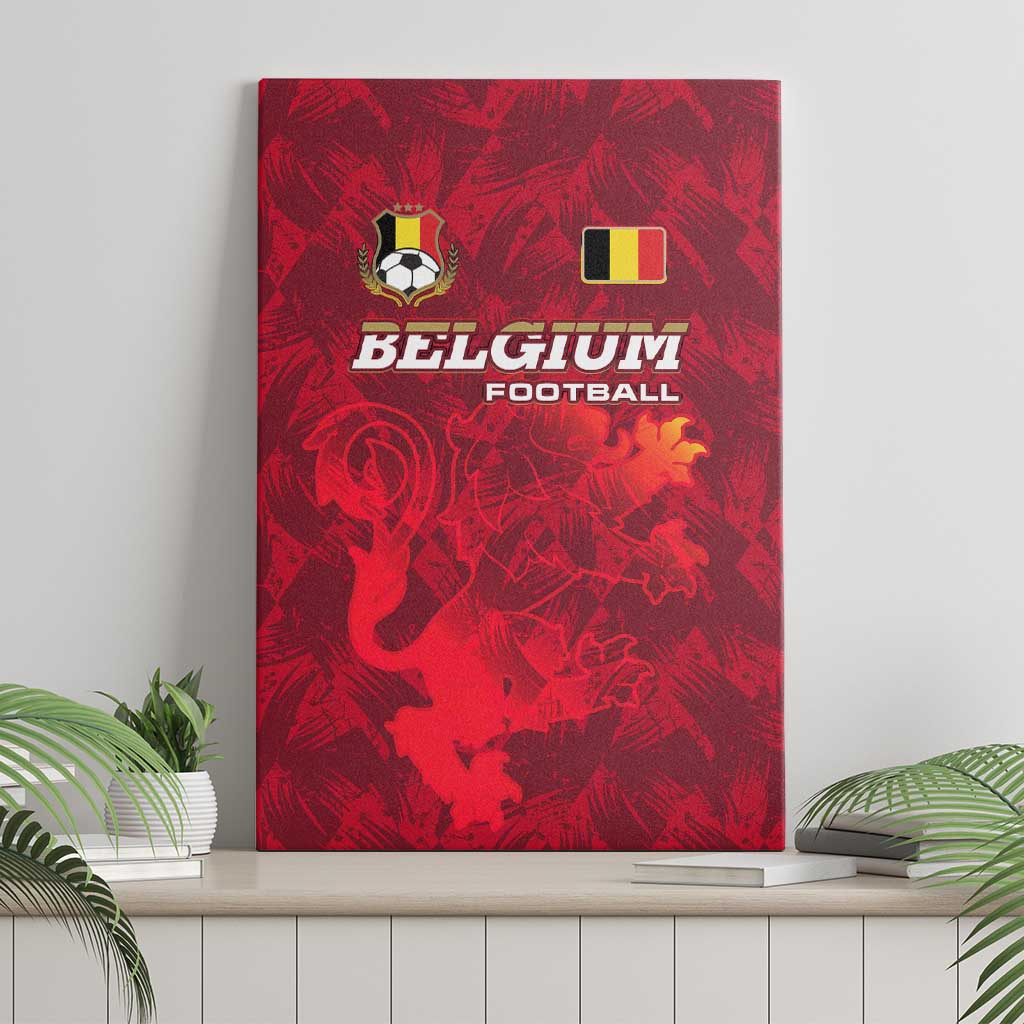 Belgium Canvas Wall Art with Football Red Map Crest Rose Spirit