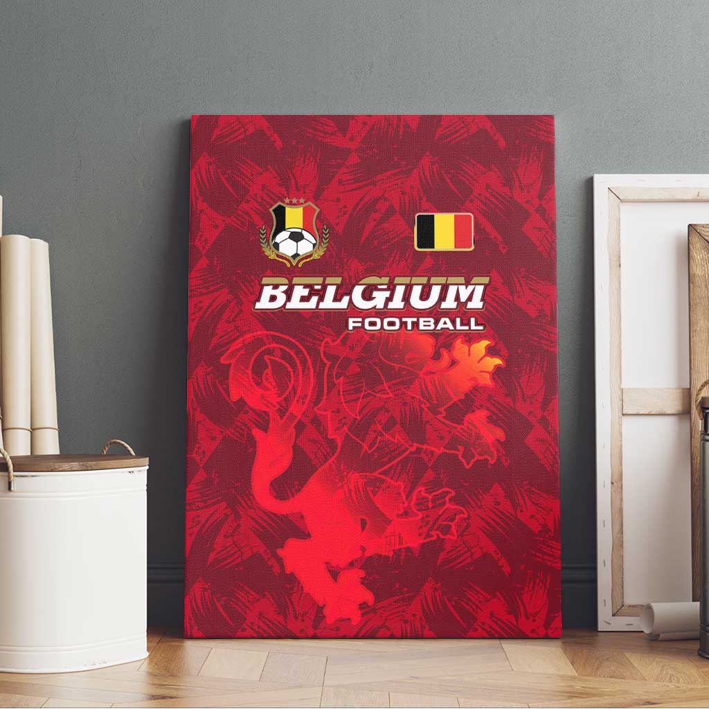 Belgium Canvas Wall Art with Football Red Map Crest Rose Spirit