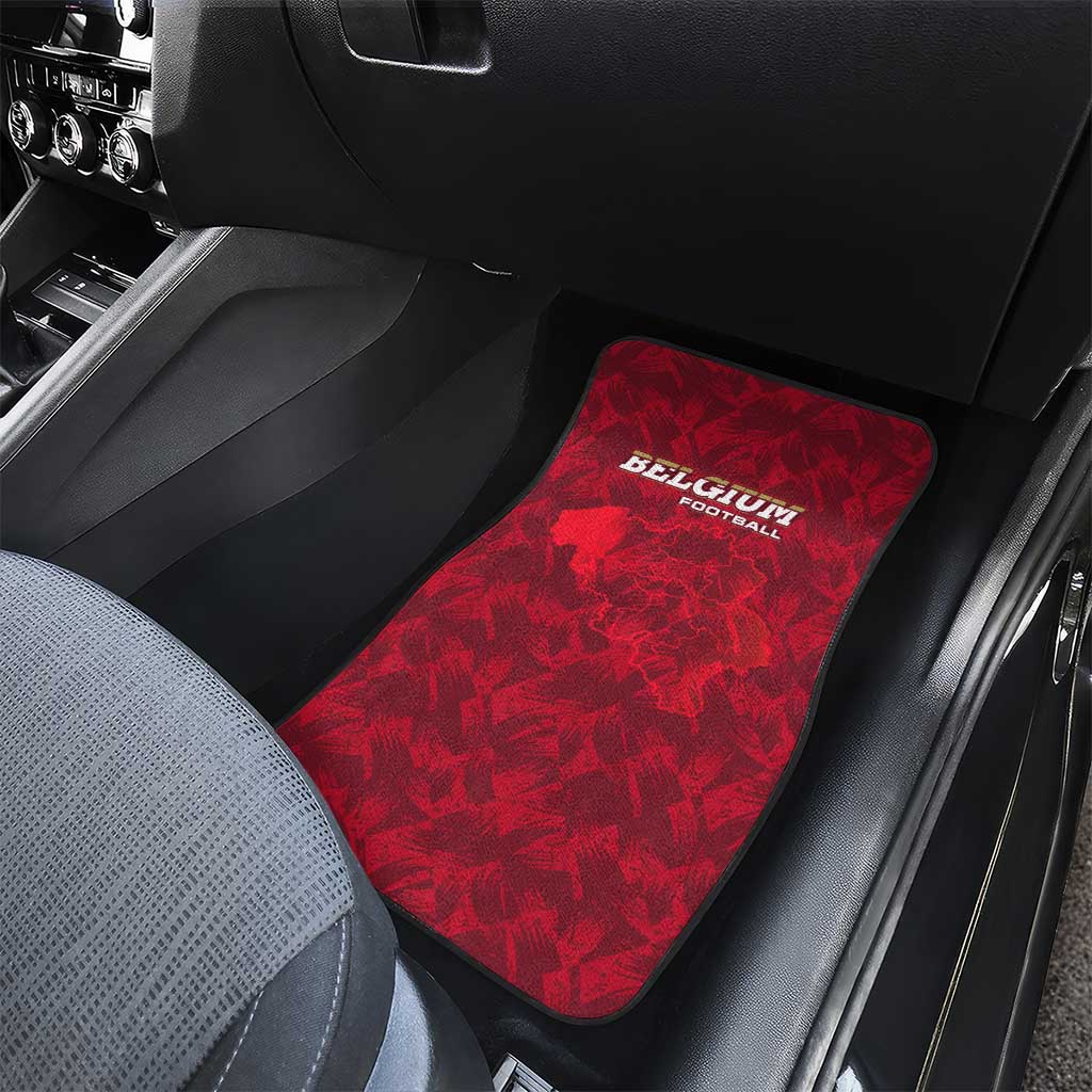 Belgium Car Mats with Football Red Map Crest Rose Spirit