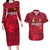 Belgium Couples Matching Long Sleeve Bodycon Dress and Hawaiian Shirt with Football Red Map Crest Rose Spirit