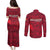 Belgium Couples Matching Puletasi and Long Sleeve Button Shirt with Football Red Map Crest Rose Spirit
