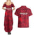 Belgium Couples Matching Summer Maxi Dress and Hawaiian Shirt with Football Red Map Crest Rose Spirit