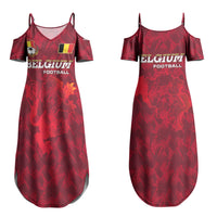 Belgium Couples Matching Summer Maxi Dress and Hawaiian Shirt with Football Red Map Crest Rose Spirit TS04