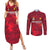 Belgium Couples Matching Summer Maxi Dress and Long Sleeve Button Shirt with Football Red Map Crest Rose Spirit