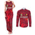 Belgium Couples Matching Tank Maxi Dress and Long Sleeve Button Shirt with Football Red Map Crest Rose Spirit