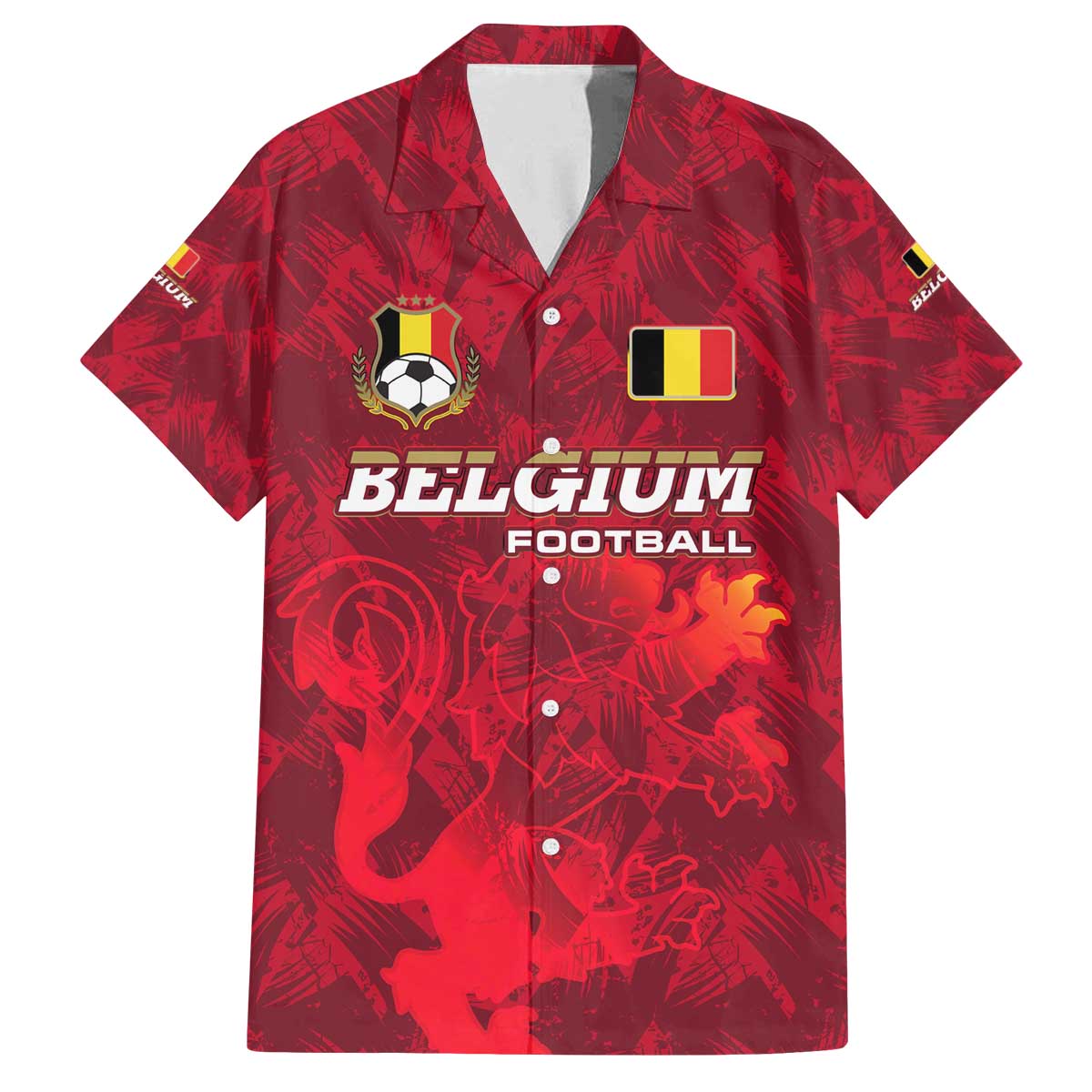 Belgium Family Matching Off The Shoulder Long Sleeve Dress and Hawaiian Shirt with Football Red Map Crest Rose Spirit