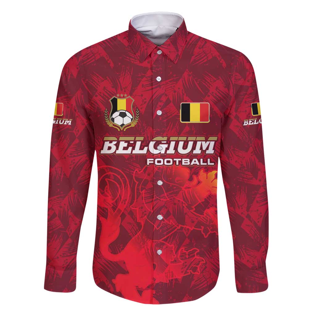 Belgium Family Matching Off Shoulder Maxi Dress and Hawaiian Shirt with Football Red Map Crest Rose Spirit