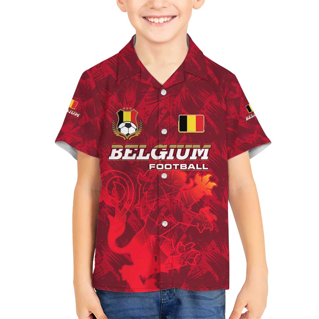 Belgium Family Matching Puletasi and Hawaiian Shirt with Football Red Map Crest Rose Spirit