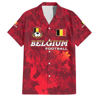 Belgium Family Matching Short Sleeve Bodycon Dress and Hawaiian Shirt with Football Red Map Crest Rose Spirit