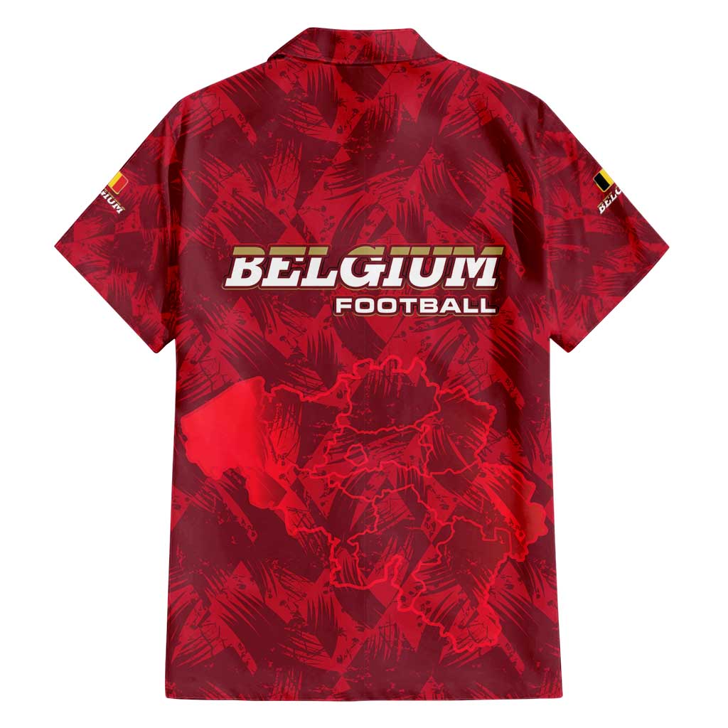 Belgium Family Matching Short Sleeve Bodycon Dress and Hawaiian Shirt with Football Red Map Crest Rose Spirit