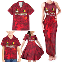 Belgium Family Matching Tank Maxi Dress and Hawaiian Shirt with Football Red Map Crest Rose Spirit