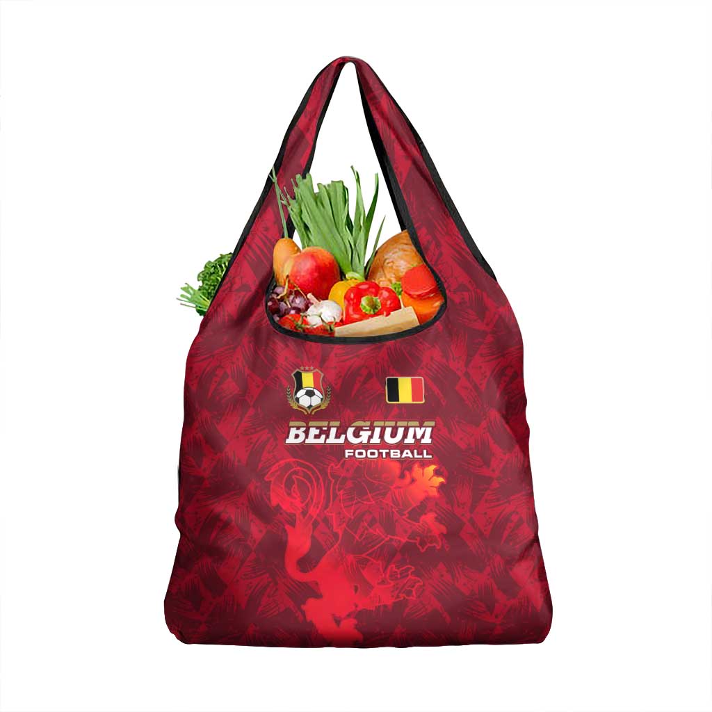 Belgium Grocery Bag with Football Red Map Crest Rose Spirit