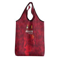 Belgium Grocery Bag with Football Red Map Crest Rose Spirit