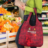 Belgium Grocery Bag with Football Red Map Crest Rose Spirit
