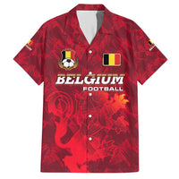 Belgium Hawaiian Shirt with Football Red Map Crest Rose Spirit