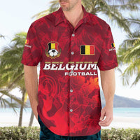 Belgium Hawaiian Shirt with Football Red Map Crest Rose Spirit