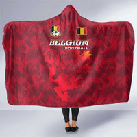Belgium Hooded Blanket with Football Red Map Crest Rose Spirit