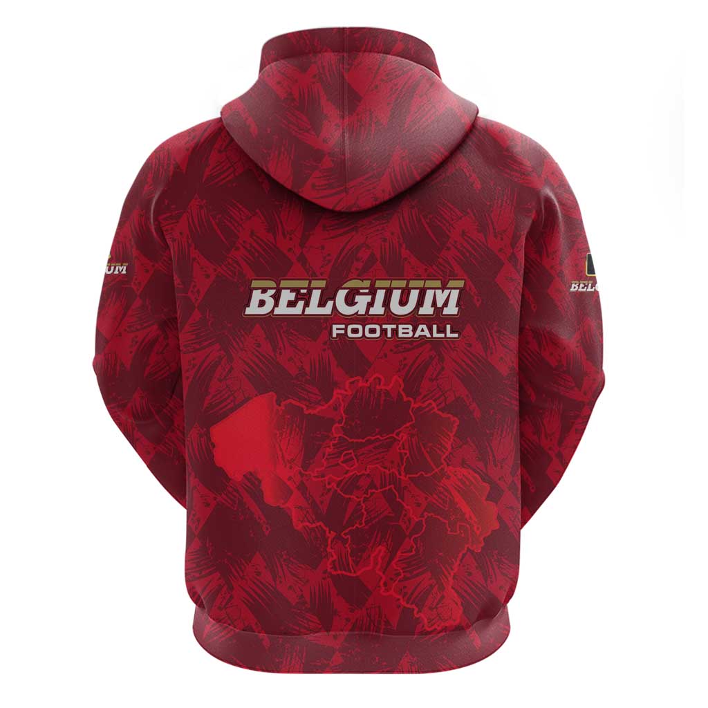 Belgium Hoodie with Football Red Map Crest Rose Spirit